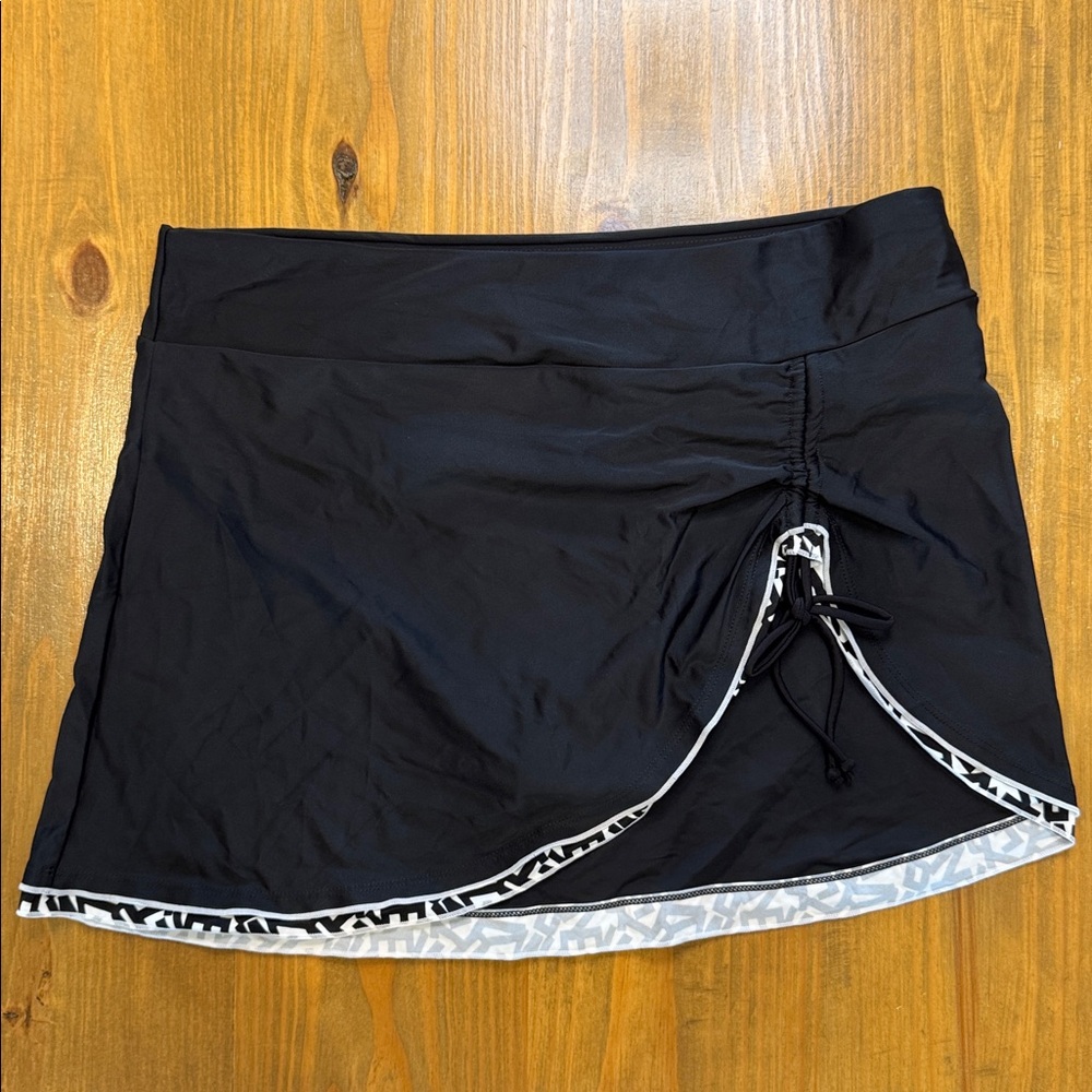 NWOT Rekita Swimskirt black Peek-a-Boo Skirt over Bottoms Bathing Suit Swim XL